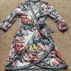 BCBGMaxazria Colorful Patterned Wrap Dress size M